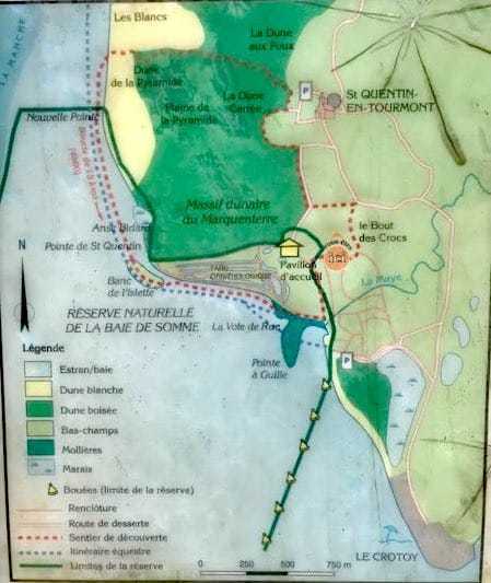 Plan du sentier des Bergers, entre Baie de Somme et Marquenterre